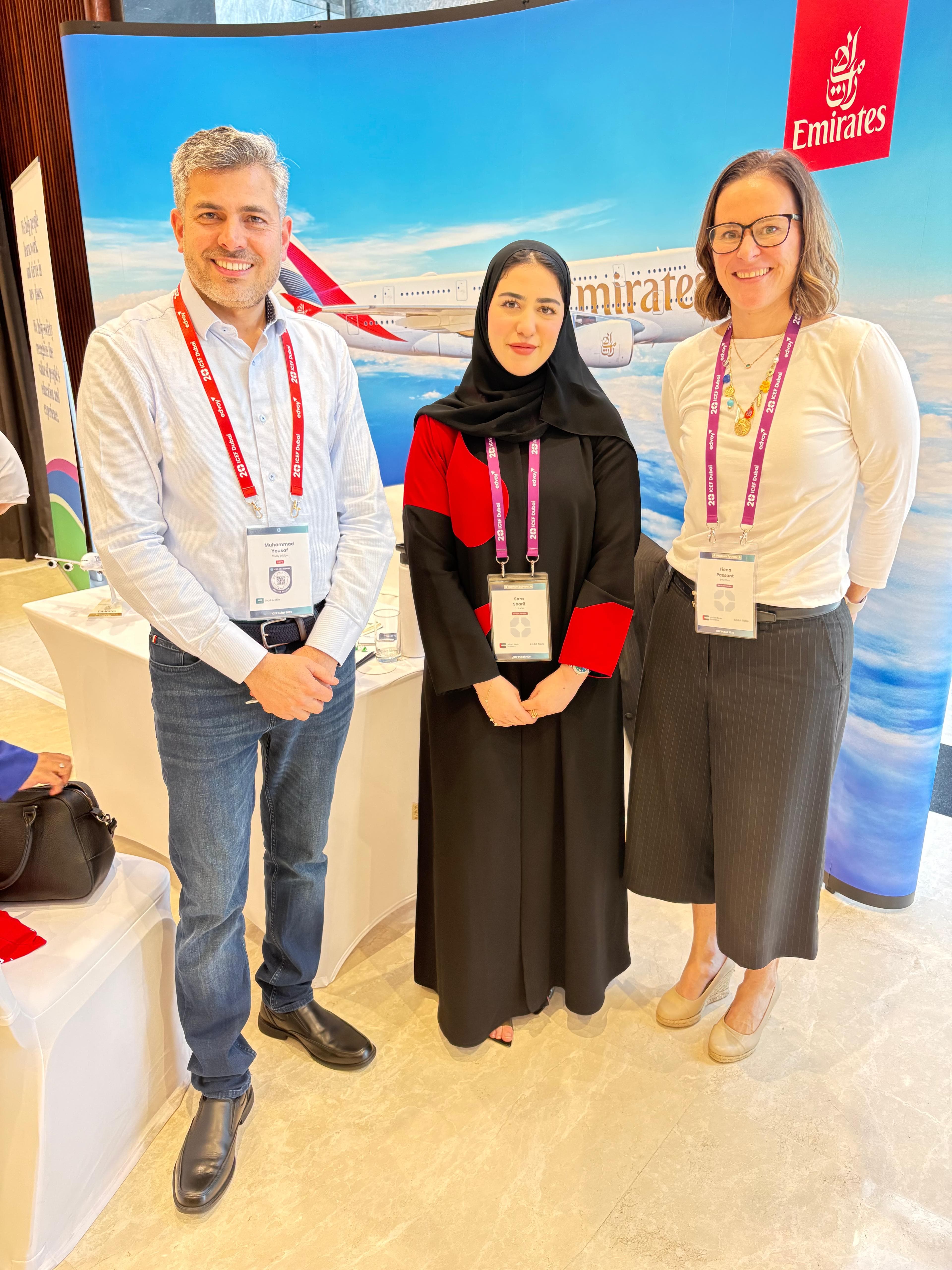 Muhammad Yousaf at the Emirates stand at ICEF Dubai 2026