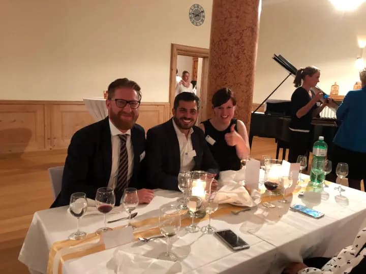 Study Bridge team at a formal partner dinner event